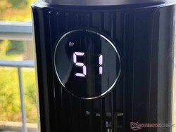 A round display on the front of the device shows important values and settings