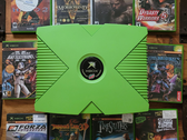 A green-colored Xbox with 10 retro Xbox titles pictured