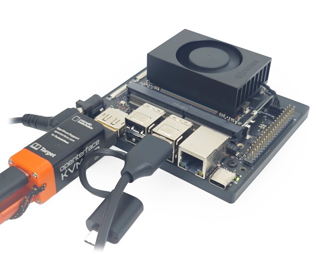 All the hardware fits into the display connector, reducing cable clutter. (Image Source: Openterface via Crowdsupply)