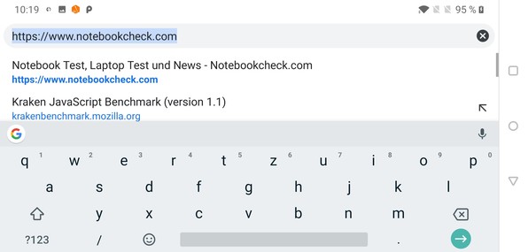 Using the default keyboard in landscape mode