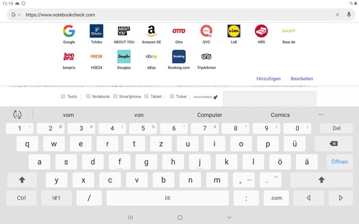 Using the default keyboard in landscape mode