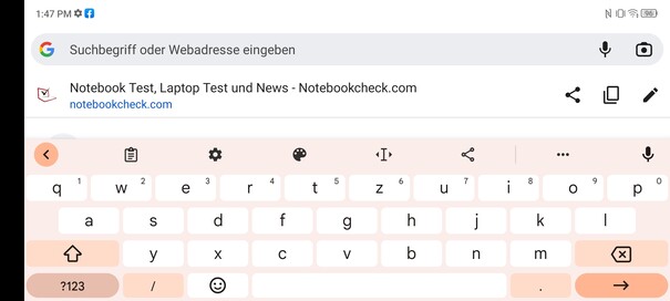 Keyboard in landscape mode