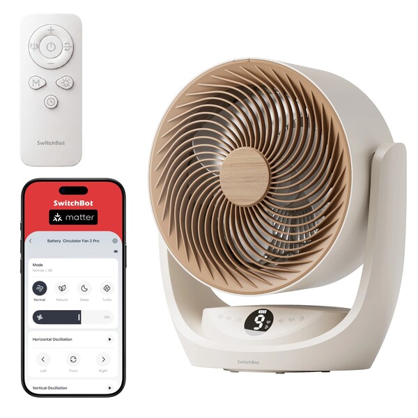The SwitchBot Battery Circulator Fan 2 Pro has a remote, on-device controls, and Matter support.
