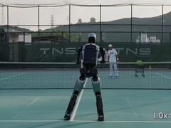 The Ubtech Walker S2 humanoid playing tennis (Image source: Ubtech Robotics on YouTube)