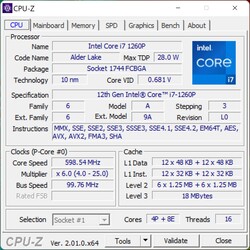 CPU-Z Core i7-1260P