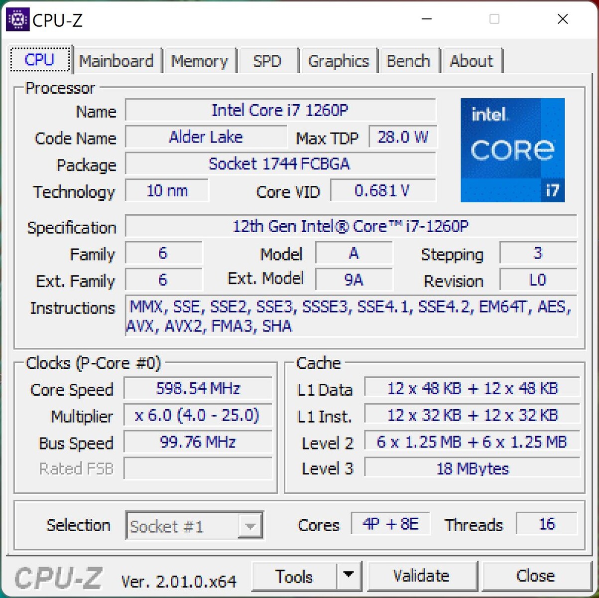 intel core i7 1260p processor review