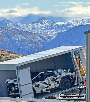 Spy shots have confirmed that the Cybertruck's frunk design will be similar to the Ford F-150's. (Image source: Cybertruck Owners Club)