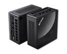 The image shows the GMKtec K8 Plus mini PC in a black color way. This is a typical marketing image