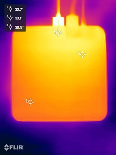 GMKtec NucBoc K17 during a stress test (top view)