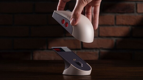 The 8BitDo Retro R8 Mouse - N Edition has a NES-inspired design. (Image source: 8BitDo)