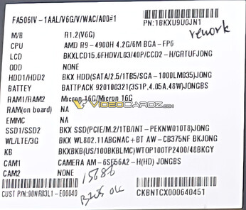 Specs and serial numbers (Source: Videocardz)