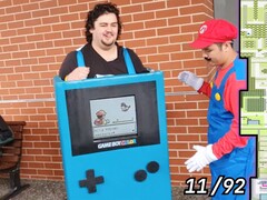 Even Mario tested the Raspberry Pie based emulator inside the Game Boy Color costume (Image: Jaryd Giesen/YouTube)