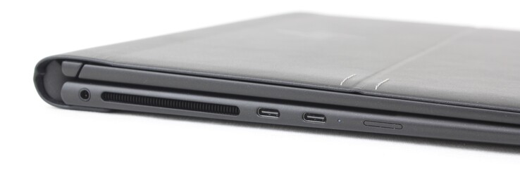 Left: 3.5 mm headset, 2x USB-C 4.0 w/ Thunderbolt 4, DisplayPort, and Power Delivery, Nano-SIM slot