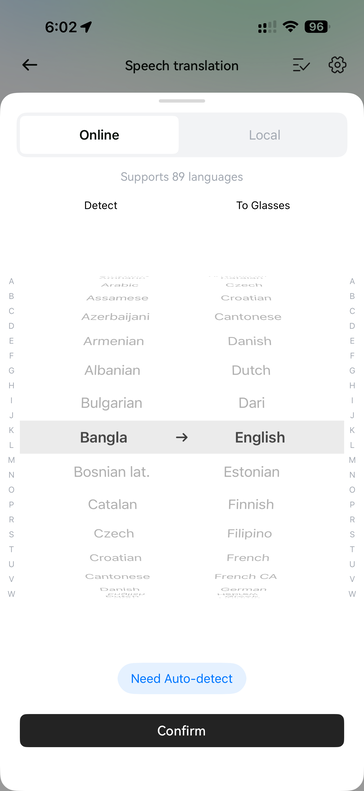 The AI translation feature