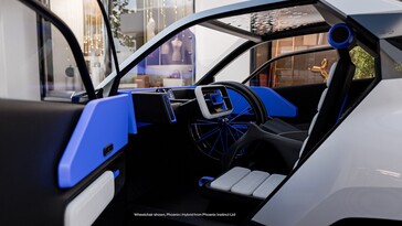 The interiors showing the unconventional steering wheel and storage for a wheelchair (Image source: Toyota)