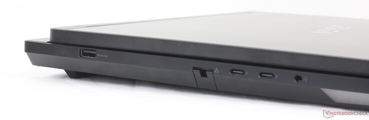 Left: USB-A (10 Gbps), RJ-45, 2x USB-C Thunderbolt 4 w/ DisplayPort 2.1 + Power Delivery 3.0 140 W), 3.5 mm headset