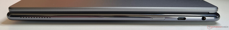Right: power button, USB-C 3.2 Gen 2 (10 Gbit/s, DisplayPort ALT Mode 1.4, Power Delivery 3.0), 3.5-mm audio