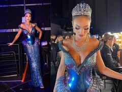 The elaborate dress is made from 3D printed parts and Swarovski crystals (Image Source: Gert-Johan Coetzee via Facebook )