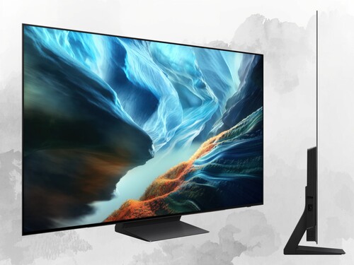 Side and front of 55-inch Samsung S90H OLED TV shown at angle