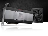 Up to 2435 MHz core clocks and 18 Gbps GDDR6 memory with lower temps and noise via liquid cooling. (Image Source: AMD)