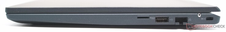 microSD card reader port, USB Type-A Gen 3.2, RJ45 network port, Kensington lock slot
