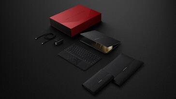 The Huawei MateBook Fold comes with a bunch of accessories including a keyboard. (Image source: Huawei)