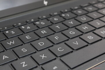 Rubber dome keys have crisper feedback and deeper travel than many consumer Ultrabooks. Clatter is relatively quiet