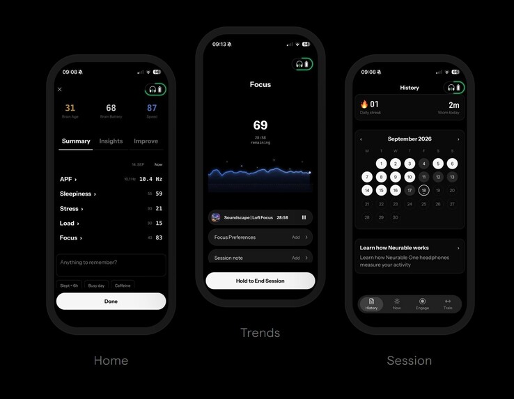 The phone app provides easy access to the EEG data.