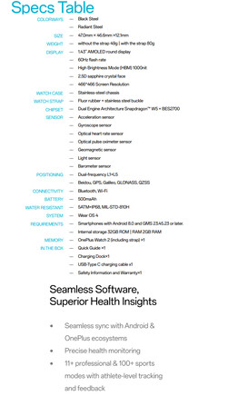 Complete spec sheet (Image source: OnePlus)