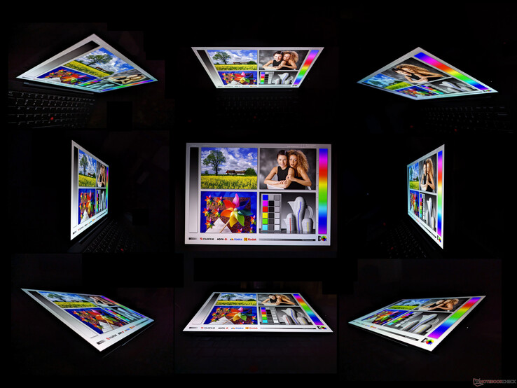 Wide OLED viewing angles. A rainbow effect is visible from extreme angles