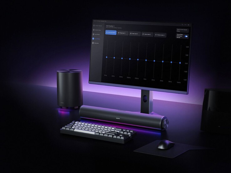 An image of the Xiaomi Desktop Speaker Pro Set with RGB lighting.