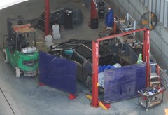 Drone fly-over shots of the Tesla Cybertruck confirm that crash testing is at least partially underway. (Image source: @JoeTegtmeyer on X)