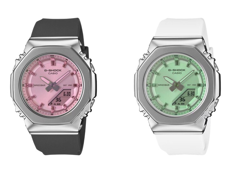 The Casio G-Shock GM-S2110SR-1A (left) and GM-S2110SR-7A (right) watches