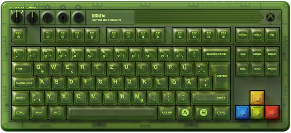8BitDo Retro 87 Mechanical Keyboard Xbox Edition DE layout. (Image source: 8BitDo) 