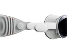 A promotional image for Apple's Vision Pro mixed reality headset with the device showcased against a white background. (Image Source: Apple)