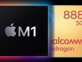The Apple M1 SoC in the new iPad Pro is going to be a tough challenger for a Snapdragon 888-powered rival tablet. (Image source: Apple/Qualcomm - edited)
