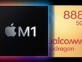 The Apple M1 SoC in the new iPad Pro is going to be a tough challenger for a Snapdragon 888-powered rival tablet. (Image source: Apple/Qualcomm - edited)