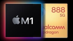 The Apple M1 SoC in the new iPad Pro is going to be a tough challenger for a Snapdragon 888-powered rival tablet. (Image source: Apple/Qualcomm - edited)