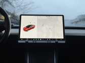 The Ctrl-Bar is a physical button accessory which attaches to the central screen on a Tesla Model Y or Model 3. (Image source: Indiegogo)