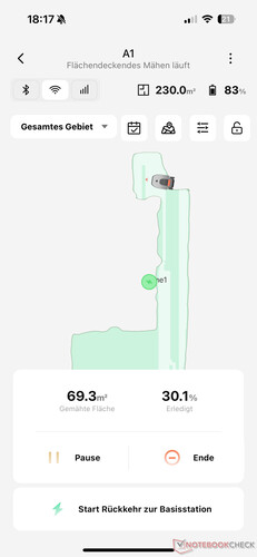 Mowing progress - App for the Dreame A1 robotic lawnmower without boundary wire