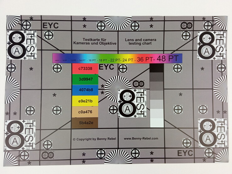 A photo of our test chart