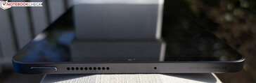 left: power button, loudspeaker, microphone