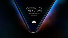 The Huawei 5G foldable smartphone seems to use a book-like flexible spine. (Source: Twitter/Huawei Mobile)