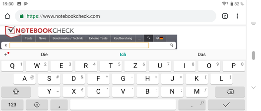 Using the default keyboard in landscape mode