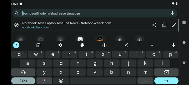 Keyboard in landscape mode