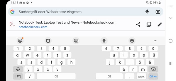 Keyboard in landscape mode