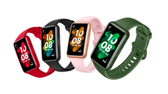The Huawei Band 7 in its four launch colours. (Image source: Roland Quandt & WinFuture)