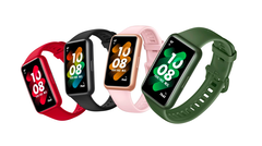 The Huawei Band 7 in its four launch colours. (Image source: Roland Quandt &amp; WinFuture)