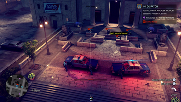 Police response to an active assault outside a downtown bank in Averno City (Image source: Fallen Tree Games)