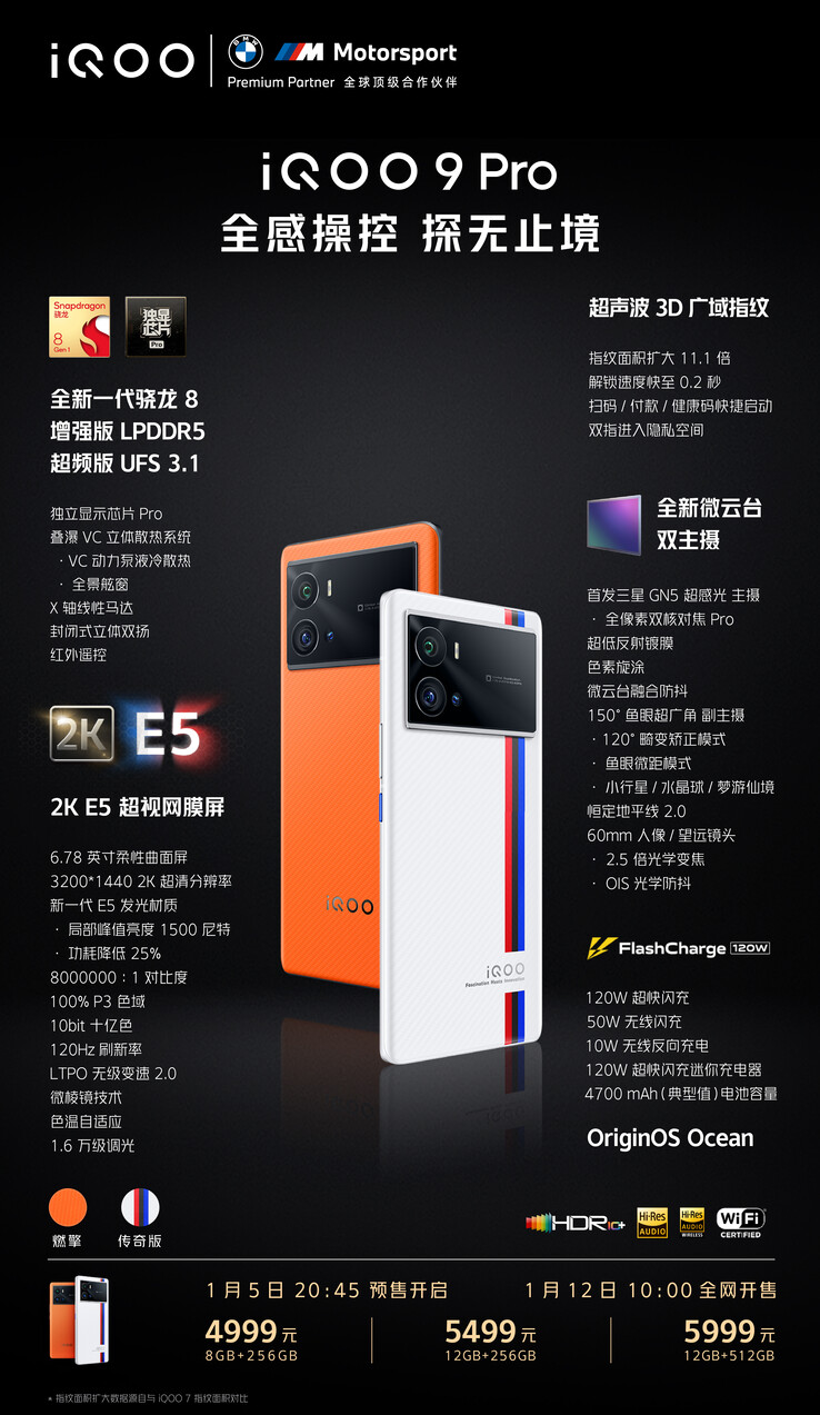 The iQOO 9 series' looks and specs in full. (Source: iQOO via Weibo)